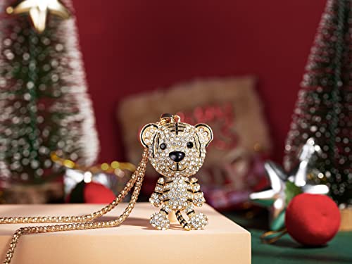 Beechamp Rhinestone Cute Tiger Pendant Necklace Christmas Sweater Chain #TOP4