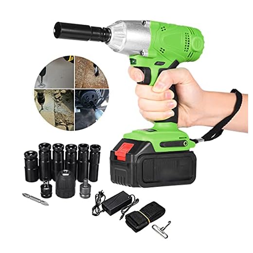 1/2 Inch Cordless Electric Impact Wrench Sockets Kit Battery Powered Mechanic Impact Gun Brushless Motor Torque Wrench for Lug Nuts Variable Speed with Battery & Charger & Storage Box