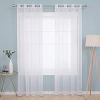 Deconovo Cortinas Salon Modernas Blancas Translucidas 140 x 240 cm Cortinas Dormitorio Visillos para Ventanas de Habitacion Infantiles Niños 2 Piezas Blanco