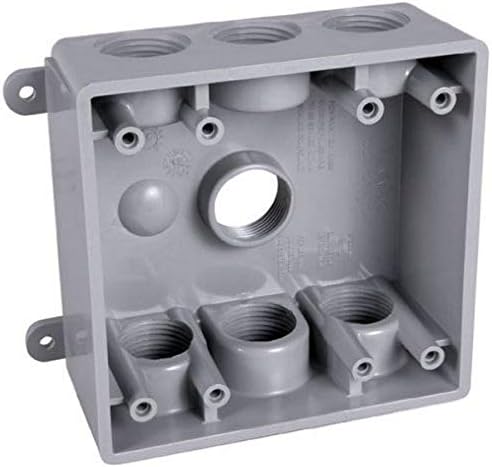 BELL PDB77550GY Two-Gang Weatherproof Box Seven 1/2 in. or 3/4 in. Threaded Outlets, 2 in, Gray