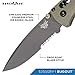 Benchmade - Bugout 535 EDC Manual Open Folding Knife, Drop-Point Blade, Serrated Edge, Satin Finish, Green Grivory Handle, Made in USA