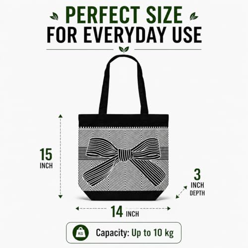 Image of Canvas Tote Bag for Women with Zipper & Pocket(Pack of 1) | Stylish Cotton Handbags for College | Aesthetic Tote Bag for Office, Shopping, Travel, Beach & Daily use
