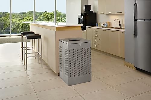 Image of Rubbermaid Commercial Products Silhouette Square Open Top Trash Can, 16 Gal, Silver Metallic, Indoor for Offices /Hotel Lobbies /Front Desk