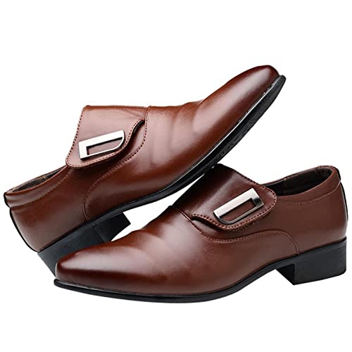 Hbeylia Dressy Oxford For Men Fashion Casual Simple Style Casual Shoes Leather Pointed Toe Ankle Booties Slip On Buckle Style Formal Business Office Winter Fall Wingtip Shoes For Wedding Work 5