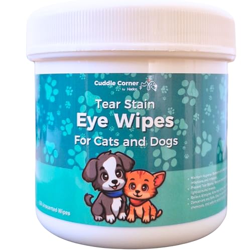 Cuddle Corner Pet Eye Wipes – 130 Tear Stain Remover Wipes for Dogs, Cats & Small Pets – Unscented, Pre-Moistened, Soft & Gentle Eye Cleaning Wipes for Daily Grooming