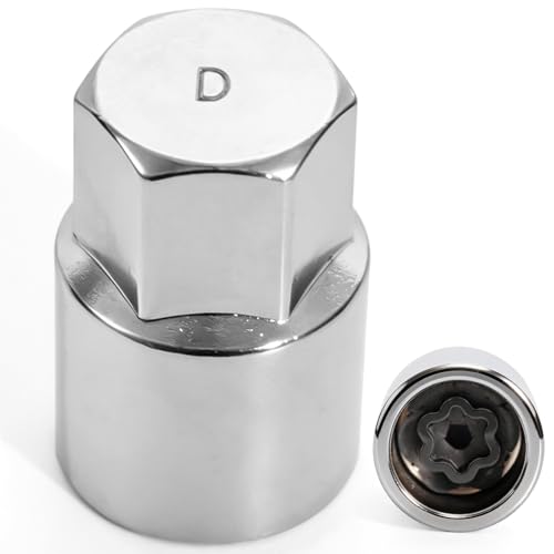 D-Type Wheel Locking Nut Remover Tool Compatible with Lexus Toyota Anti-Theft Lug Nut Key Heavy-Duty Steel Socket for Secure Hub Installation Removal Silver Finish Replacement D-Type Wheel Lock Key