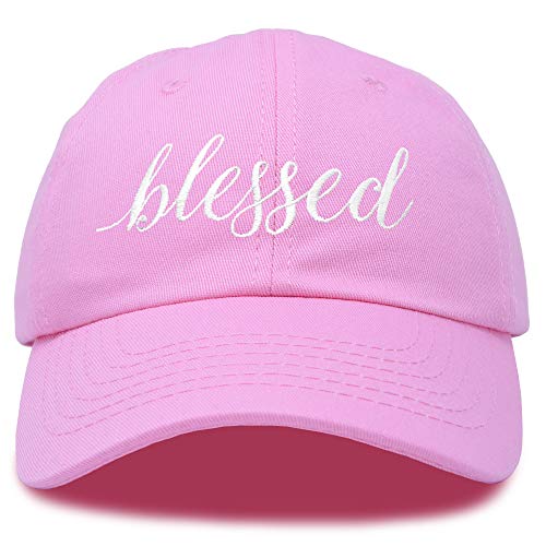 DALIX Blessed Women's Baseball Cap Soft Cotton Dad Hat, Light Pink, One size