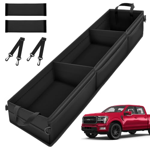 Autofit Under Seat Storage - Truck Underseat Tool Box Organizer with 3 Removable Dividers for 2015-2025 Ford F150 SuperCrew Cab & Crew Cab 2017-2024 F250 F350 F450 F550 Super Duty Under bench Storage