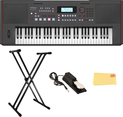 Roland E-X50 Electronic Arranger Keyboard Bundle with Sustain Pedal, Adjustable