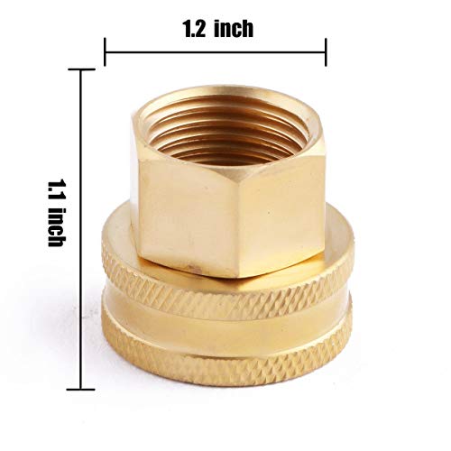 Litorange (2 Pack Lead-Free Brass Garden Hose Threaded 3/4" Ght To 1/2 Npt Fitting Connect, Green Thumb Quick Swivel Connector Adapter,Double Female Thread 3/4" X 1/2" Npt Pipe #TOP5