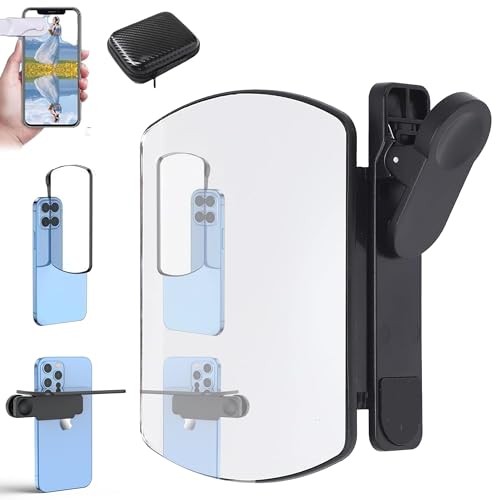Mirror Effect Lens - Capture Stunning Reflections Instantly, Smartphone Camera Mirror Reflection Clip Kit. Clip Reflection Mirror for Phone Back Camera, for Outdoor Travel Photography (Black)
