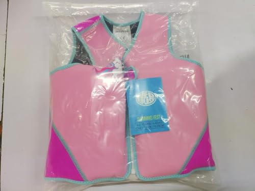 Kids Swim Vest Neoprene Swimming Aid with Adjustable Safety Strap for Age 1-3 and 3-6 (220-Pink, 1-3)