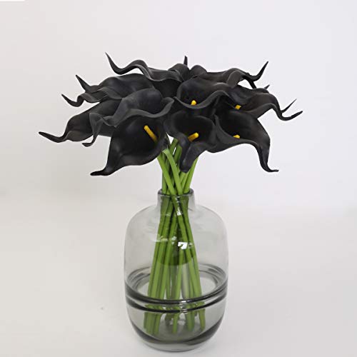 Nubry 30Pcs Artificial Calla Lily Flowers Fake Real Touch Calla Lily Flower For Bridal Wedding Bouquet Arrangements Centerpieces Home Decoration (Black) #TOP4