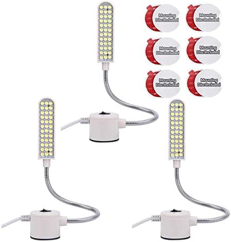 harmiey Sewing Machine Light (36LED) Gooseneck Work Light with Magnetic Mounting Base, White Soft Light for Lathes, Drill Presses, Workbenches (3PACK)