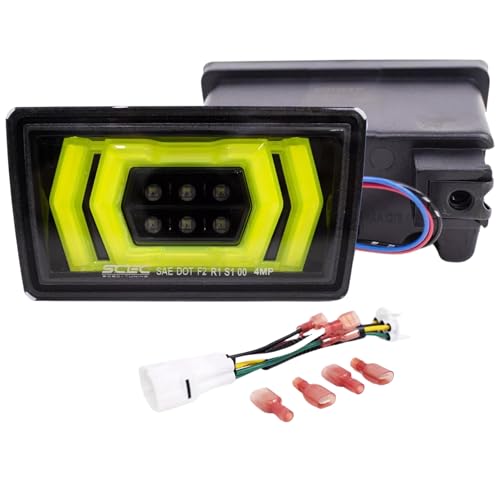 GAZOZ PERFORMANCE Exterior Lights - LED F1 Style 4th Brake/Fog Light W/Reverse Compatible with Subaru WRX 2022-2025 Neon Yellow, Clear Lens, 12V, Polished plug and play