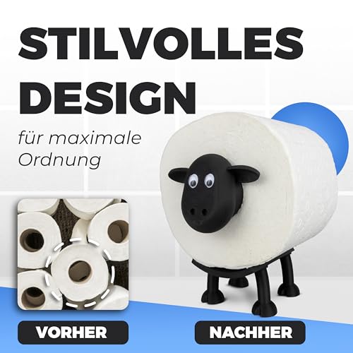 LAYERSMITH® Schaf Toilettenpapierhalter [DAS ORIGINAL] 1 Stück für 42mm Rollen - Perfekt als Deko für Toilettenpapier, Klorollenhalter, Klopapierhalter oder als Geschenk