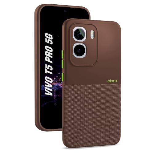 Image of AIBEX Premium Back Cover Case Compatible for Vivo T5 Pro 5G | Scratch & Drop Tested Shockproof Matte Texture Case with Soft Microfibre Lining | Slim Fit Cover with Anti-Scratch Finish - Brown