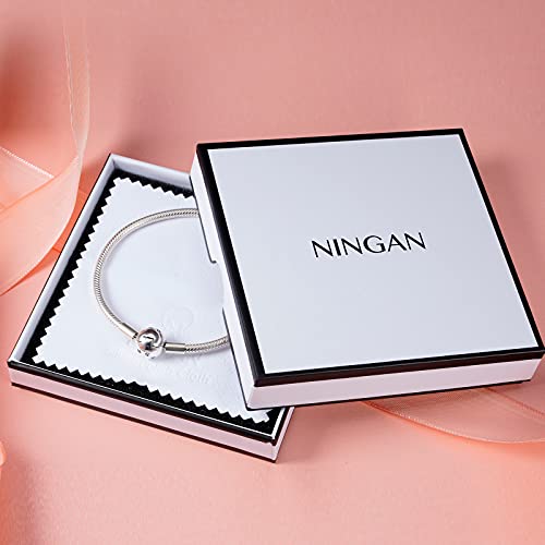 Ningan Snake Chain Bracelet For Pandora Charms 925 Sterling Silver Signature Bracelet With Round Clasp Charm Clear, Happy Birthday Gift For Women, 7.1In/18Cm Bracelet #TOP3