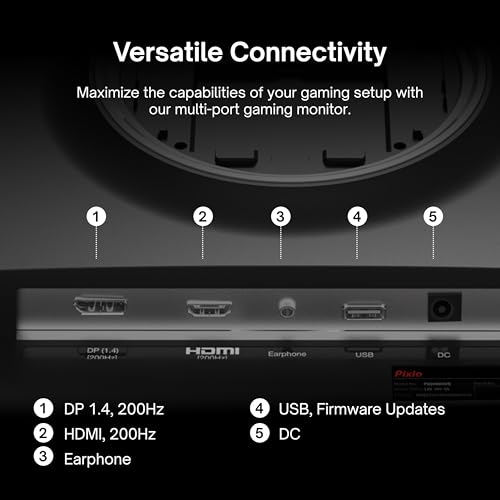 Image of Pixio PX248 Wave 24 inch 200Hz Refresh Rate FHD 1080p Resolution Fast IPS Panel 1ms GTG Response Time Built-in Speakers Gaming Monitor with Adaptive Sync