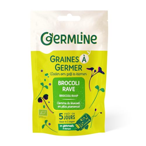 GERM'LINE - Graines à Germer Brocoli Rave Bio | Saveur Intense & Notes Piquantes | Riche en Protéines & Fibres | Facile à Cultiver | Sachet 150g | Fabrication Française