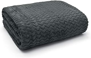 Velosso Flannel Fleece Super Soft Throw Blanket Sofa Throw Teddy Soft Plain Blanket 127x152cm 3D Chevron Pattern all seasons blanket (Charcoal)