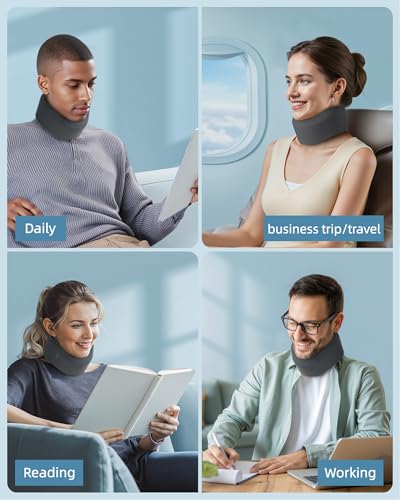 Image of Memory Foam Neck Brace For Sleeping, For Neck Support Soft Cervical CollarGray Medium Size Fits Neck Circumference 13.78-16.54 inch (35-42 cm), Height 3.15-3.54 inch (8-9 cm)