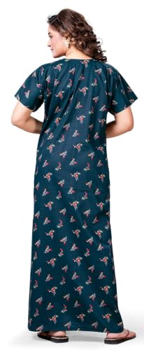 Image of Keyocean Women's Cotton Printed Maxi Nighty, Full Length Night Gown for Women, Comfortable Night Gown and Sleepwear, Free Size, Pack of 2
