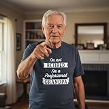 Crazy Dog Mens T Shirt Im Not Retired Im A Professional Grandpa Fathers Day Funny Retirement Tee for Grandads and Grandchildren to Retiring Grandfather Dark Heather Grey M