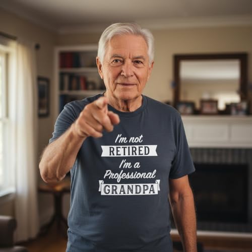 Crazy Dog Mens T Shirt Im Not Retired Im A Professional Grandpa Fathers Day Funny Retirement Tee for Grandads and Grandchildren to Retiring Grandfather Dark Heather Grey M