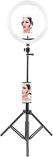 LED Video Ring Light, 3200K-5600K 12 Dimmable LED Photography Fill Light with Tripod+Phone Clip for Makeup/Live Streaming, Studio Light