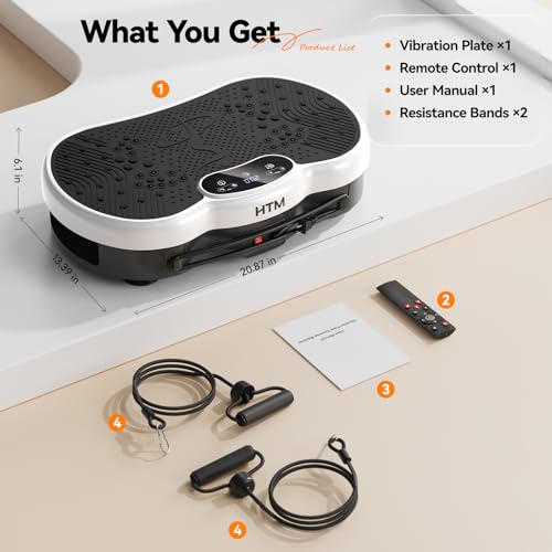 Vibration Plate Exercise Machine, Whole Body Shake Plate Vibrating Platform with Resistance Bands Slot, 300 Lbs Capacity, 120-Speed, 9 Workout Modes for Home Fitness, Relaxation - image 8