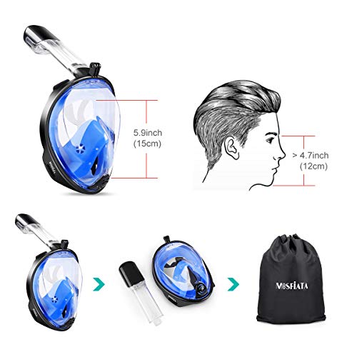 MOSFiATA Snorkel Mask, 180° Panoramic View Full Face Diving Mask Anti-Fog Anti-Leak Safety Diving with Detachable Action Camera Mount for Adults and Youth - Thumbnail 4
