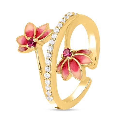 Image of ROOVI Lotus 925 Silver Ring I Gifts for Girlfriend I Gifts for Women & Girls| With Certificate of Authenticity and 925 Stamp |