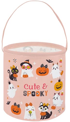 Image of Halloween Basket Ghost Storage Bins Gift Basket Cute Storage Box Book Shelf Bin(Pink Ghost)