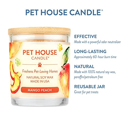 One Fur All, Pet House Candle - 100% Soy Wax Candle - Pet Odor Eliminator For Home - Non-Toxic And Eco-Friendly Air Freshening Scented Candles (Pack Of 1, Mango Peach) #TOP3