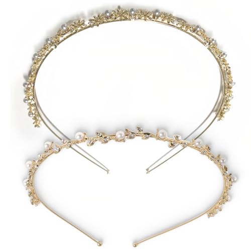 Lot de 2 Bandeaux de Mariée avec Strass Couronne de Cheveux en Cristal
