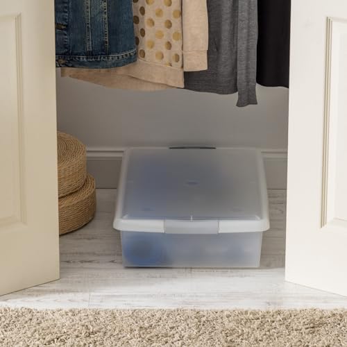 40 Qt Clear Stackable Plastic Storage Bin With Secure Latching Lid, Low Profile Under Bed Transparent Tote With Built-in Handles, Dustproof Container For Clothes, Bedding, Toys, Garage And Closet - Image 5