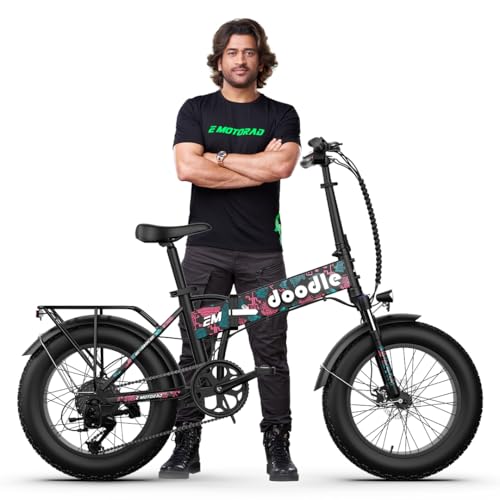 EMotorad Doodle Fat-Tyre Foldable Mountain Electric Cycle, 12.75Ah Removable Battery, LCD Display & USB Charging, 5 Levels of Pedal Assist, Shimano Tourney 7 Speed, 250W BLDC Motor (Native Pop) (B0CRL7BL75) Amazon Price History, Amazon Price Tracker