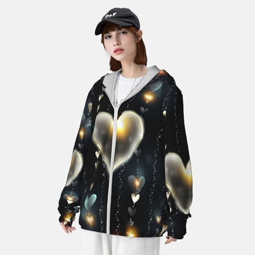 Sun Protection Hoodie Glowing love Jacket Lightweight Long Sleeve Sun Shirts miniatura 4