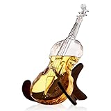 Crystal Glass Violin Wine Decanter(Man Blown)with Flawless Real Violin Base&Gold Leaf Decoration-1000 ML Decanter for Wine,Whiskey,Scotch,Vodka for Music Lovers,Holiday Present for Violin Enthusiasts