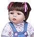 KSQLB Fait à la Main en Silicone Souple 22 Pouces Reborn Baby Doll Girl Lifelike Blue Eyes Newborn Girl Toy 57 Cm Reborn Doll Birthday Girl Gift, Nourrir Les poupées (Yeux Bruns)