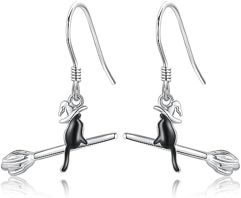 Halloween Earrings Sterling Silver Pumpkin/Ghost/Witch Cat Earrings Halloween Jewellery Gifts for Women