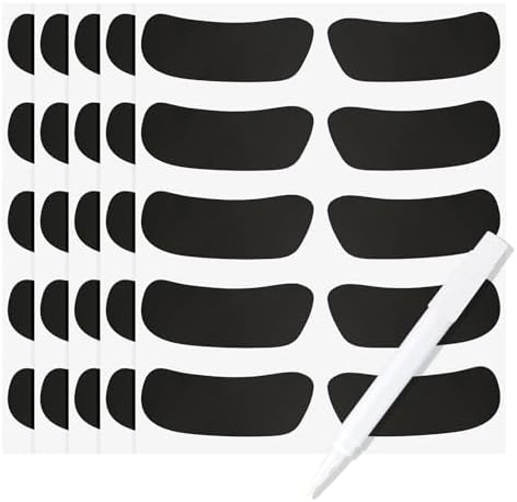 Anwyll Eye Black Stickers - 100Pairs Sport Eyes Black Stickers Self-Adhesive Baseball Football Softball Under Eyeblack Strips Sticker with 1Pc White Pencil for Kid Adult Sport Game Accessory Birthday