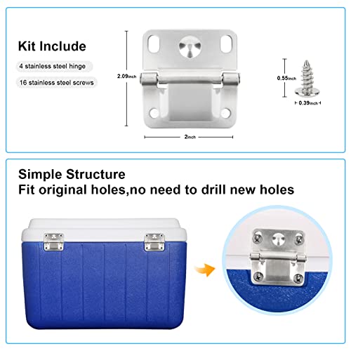 Cooler Hinge Replacement Coleman Cooler Stainless Steel Hinges 5253 6262 6270 5250 5286b for Coleman ice Chest Coolers Hinges - 4 Pack