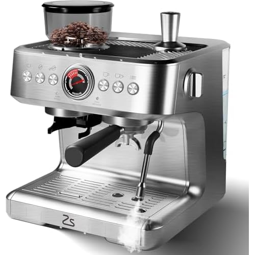 GarveeTech Coffee Maker, Grinder, 20 Bar Semi-Automatic Espresso Machine with Milk Frother Steam Wand, PID Temperature Control, 2.8L Water Tank,Home Espresso Coffee Maker for Latte