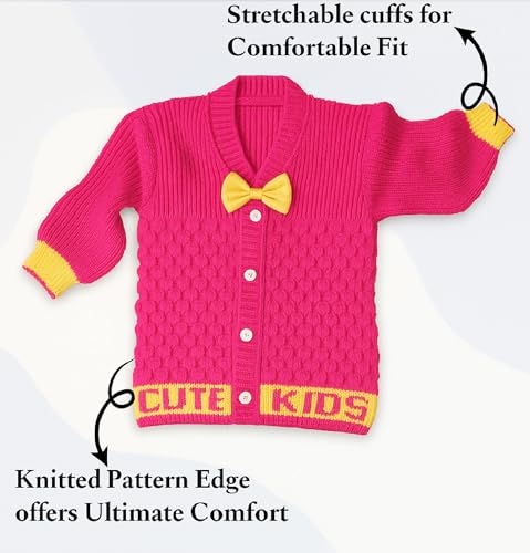 Image of Baby Unisex New Born Baby Boys Girls Soft Comfortable Trendy Woolen Round Neck Stripe Sweater Set with Payjami, Cap and Pair of Booties for Toddlers