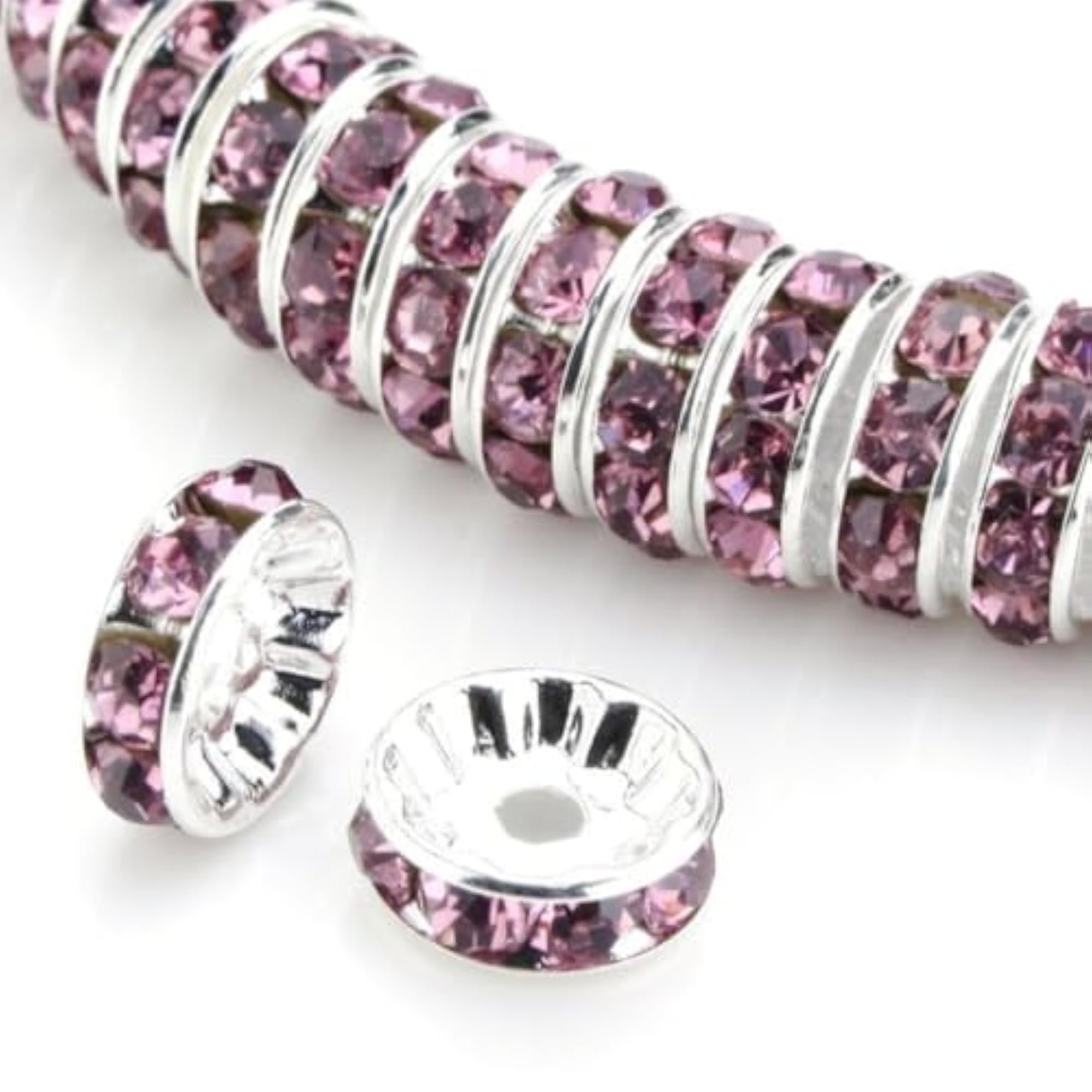 100pcs Grade A 6mm Crystal Rhinestone Rondelle Spacers