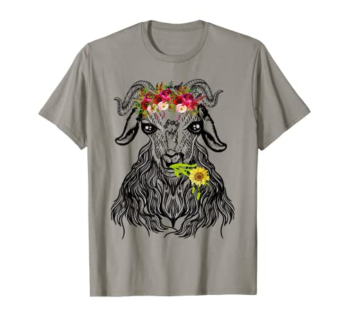 Bandana de cabras para mujer, diseño floral, para amantes de los animales, cabra divertida Camiseta