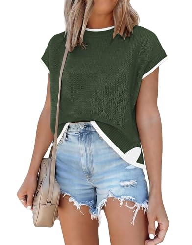 Image of Disamer Cap Sleeve Knit Sweater Tops Sleeveless Vest 2026 Spring Clothes Oversized Summer Tank Trendy Short Sleeve T Shirts