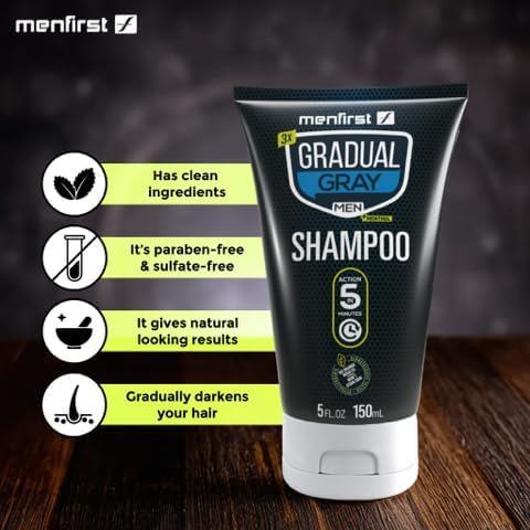 MENFIRST Gray Hair Darkening Shampoo + Darkening Beard Balm for Men with Sensitive Skin - Hypoallergenic & Harsh Chemical Free, with Keratin Collagen image 3